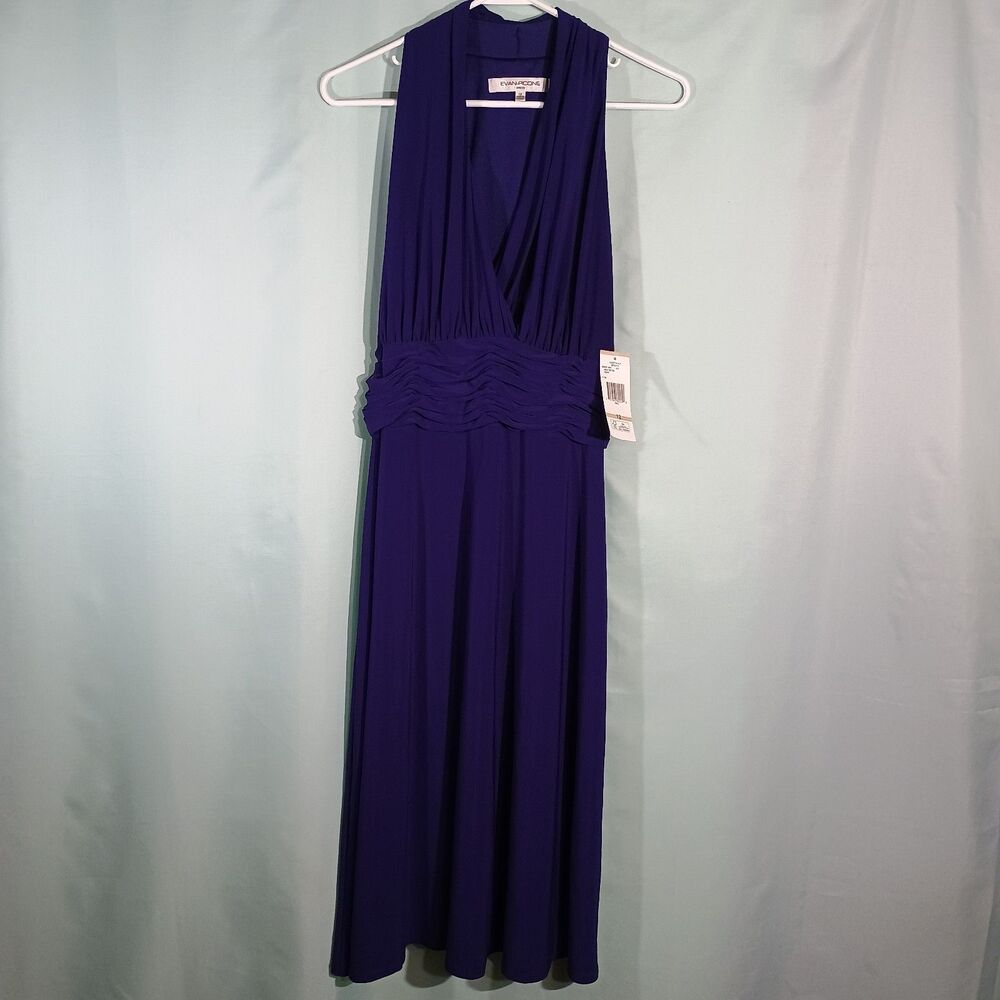 Women's Purple Maxi Dress Sleeveless Wrap Style Ruched Waist Elegant Dress